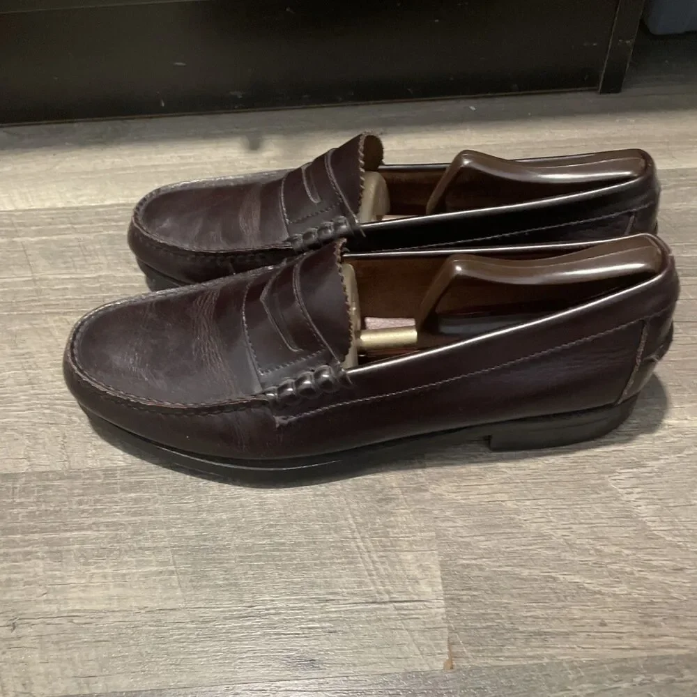 Vintage DEXTER Mens Penny Loafers Leather Brown Handsewn Made In USA Size 8.5 D